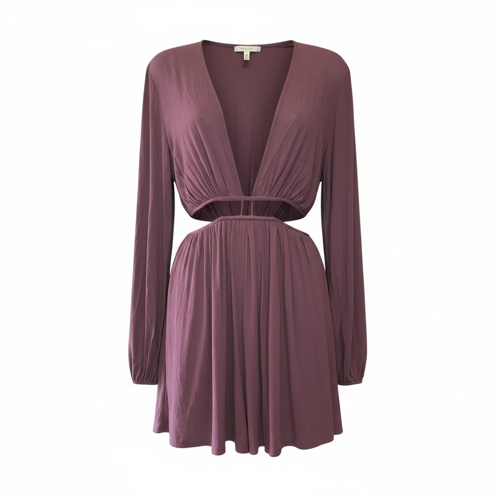 Zimmermann Mauve Long-Sleeve Cutout Mini Dress Sz Small Burgury Color